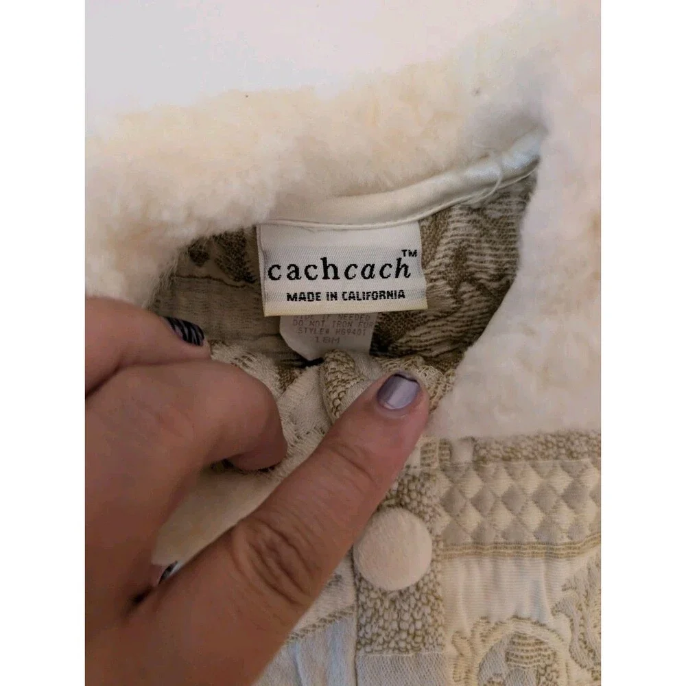 Vintage Cach Cach Winter Outdoors Outfit Cream Long Sleeves Bodysuit 18 Months